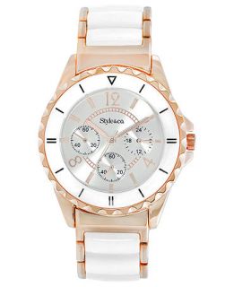 Style&co. Watch, Womens White and Rose Gold Tone Bracelet 48mm SC1367   Watches   Jewelry & Watches