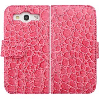 Bfun Hot Pink Crocodile Card Slot Money Pocket Wallet Leather Cover Case For Samsung Galaxy S3 i9300: Cell Phones & Accessories