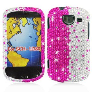 Aimo SAMU380PCLDI185 Dazzling Diamond Bling Case for Samsung Brightside U380   Retail Packaging   Pink/White: Cell Phones & Accessories