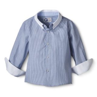G Cutee Toddler Boys Long Sleeve Striped Buttondown   Blue 2T