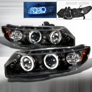 06 07 08 09 10 Honda Civic 2doors Halo Projector Headlights   Black (Pair): Automotive