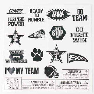 Cheer Themed Spirit Black Temporary Tattoos   Easy to Customize with Face Paint in Your School Colors! 12 Packages of 15 Each for 180 Total Tattoos   Childrens Temporary Tattoos