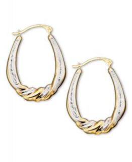 10k Two Tone Gold Hoop Earrings   Earrings   Jewelry & Watches