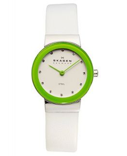Skagen Denmark Watch, Womens White Leather Strap 26mm SKW2024   Watches   Jewelry & Watches