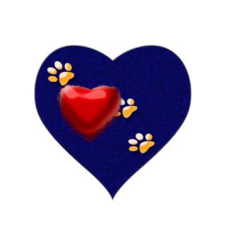 PAWS THROUGH MY HEART HEART STICKERS