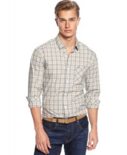 Lacoste Big and Tall Shirt, Long Sleeve Twill Plaid Shirt   Casual Button Down Shirts   Men