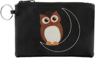 Lavishy Cute Owl Bird on Crescent Moon Key Ring Black Coin Purse ID Holder at  Womens Clothing store: Owl Business Card Holder