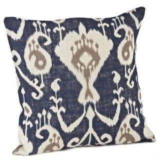 Hana Ikat Design Burlap Decorative Throw Pillow, 20 inch Square, Filler Included (navy blue)  