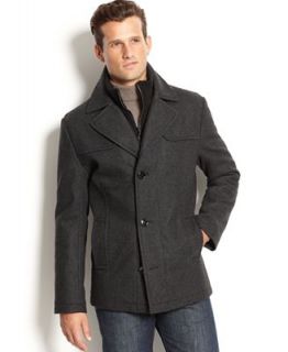 Kenneth Cole Coat, Single Breasted Wool Blend Peacoat   Coats & Jackets   Men