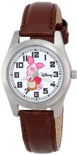 Disney Women's D172S008 Piglet Brown Leather Strap Watch: Watches