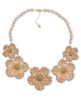Carolee Necklace, Gold Tone Glass Pearl Flower Collar Necklace   Fashion Jewelry   Jewelry & Watches