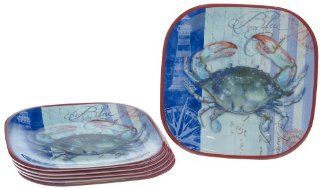 Certified International Blue Crab Melamine Square Dinner Plate, 10 1/2 Inch, Set of 6: Lobster Plates: Kitchen & Dining