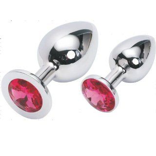 YIGO 2PCS Large + SMALL Super quality DELUXE Steel Fetish Plug Anal Butt Jewelry for Fetish Kinky Sex Love Games Good Valentine 's / Birthday Gift  ROSE RED: Health & Personal Care