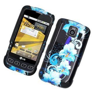 Eagle Cell PILLS670G2D169 Stylish Hard Snap On Protective Case for LG Optimus S/Optimus U/Optimus V   Retail Packaging   Four Blue Flowers Cell Phones & Accessories