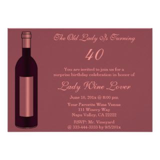 Funny Ladies Wine Bottle Happy Birthday Party Custom Invitations