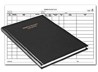 BookFactory Sample Receipt Log Book   168 Pages, Black Cover, Smyth Sewn Hardbound, 8 7/8" x 11 1/4" (LOG 168 SAM 01) : Record Books : Office Products