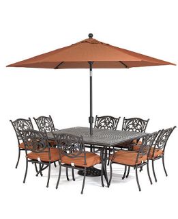 Chateau Outdoor 9 Piece Dining Set 64 Square Table and 8 Dining Chairs   Furniture