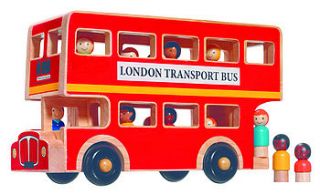 natural wood london bus by little butterfly toys
