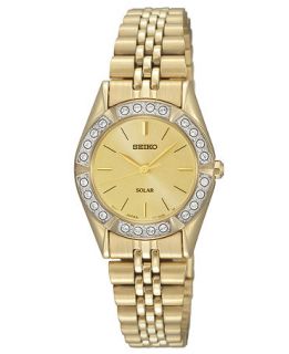 Seiko Watch, Womens Solar Gold Tone Stainless Steel Bracelet 25mm SUP096   Watches   Jewelry & Watches