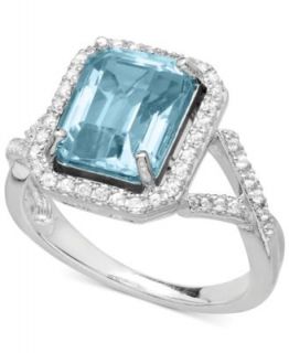 14k White Gold Ring, Tanzanite (1 1/2 ct. t.w.) and Emerald Cut Diamond (1/4 ct. t.w.) Ring   Rings   Jewelry & Watches