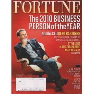 Fortune Magazine December 6, 2010 The 2010 Business Person of the Year Netflix CEO Reed Hastings (Vol 162 Number9): Fortune Magazine: Books