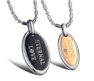 Happy Jewelry His & Hers Matching Set Titanium Couple Pendant Necklace Korean Love Style with a Gift Box and a Nice Small Gift (One Pair): Jewelry