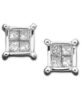 Diamond Earrings, 14k White Gold Diamond Studs (1/5 ct. tw.)   Earrings   Jewelry & Watches