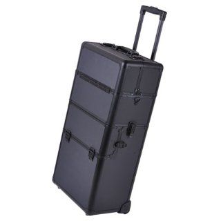 Professional Rolling Train Cosmetic Makeup Case Black : Beauty