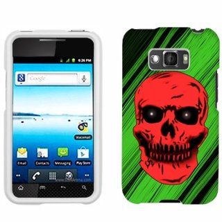 LG Optimus Elite Red Skull with Green Streaks Cover Case: Cell Phones & Accessories