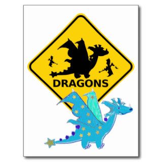 Dragon Warning Sign Postcard