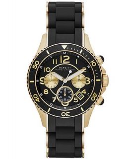Marc by Marc Jacobs Watch, Womens Chronograph Rock Black Silicone Wrapped Gold Tone Stainless Steel Bracelet 40mm MBM2598   Watches   Jewelry & Watches