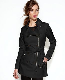 Bar III Asymmetrical Belted Trench Coat   Coats   Women