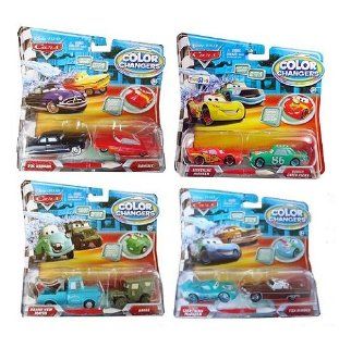 Disney / Pixar Cars Movie 155 Color Changers 2pack Set of 4 Doc Hudson, Ramone, Mcqueen, Dinoco Chick Hicks, Tex, Sarge, Mater Toys & Games