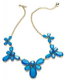 kate spade new york Necklace, Gold Tone Blue Graduated Stone Frontal Necklace   Fashion Jewelry   Jewelry & Watches