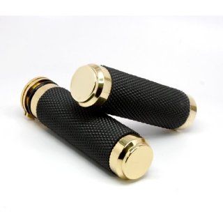 Speed Dealer Customs Solid Brass and Rubber Hand Grips for Harley Davidson Softail Dyna Sportster 1" Handlebars: Automotive