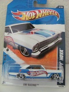 2011 Hot Wheels 154/244   HW Racing 4/10   '66 Chevy Nova (White): Toys & Games