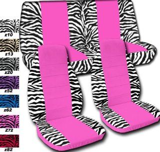 Complete set of White "Zebra" and Hot Pink seat covers for a Jeep Wrangler TJ (1997 2006).: Automotive