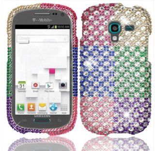 For Samsung Galaxy Exhibit T599 Full Diamond Bling Cover Case Colorful Polka Dots: Cell Phones & Accessories