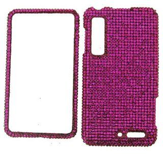 RHINESTONE CELL PHONE COVER PROTECTOR FACEPLATE HARD CASE FOR MOTOROLA DROID 3 XT862 HOT PINK SD005: Cell Phones & Accessories