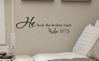 He heals the broken heart. Psalm 147:3 Vinyl wall art Inspirational quotes and saying home decor decal sticker  