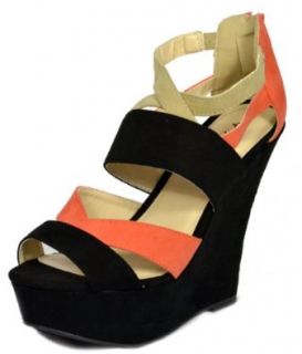 Qupid Women's Finder Open Toe Wedge Sandals: Shoes