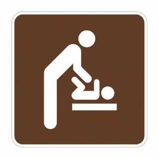 Tapco RS 137 Engineer Grade Prismatic Square National Park Service Sign, Legend "Baby Changing Station, Men's Room (Symbol)", 12" Width x 12" Height, Aluminum, Brown on White Industrial Warning Signs