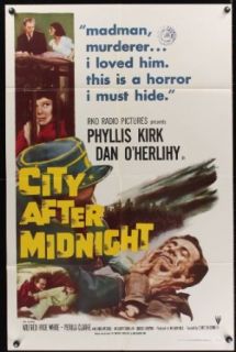 City After Midnight one sheet movie poster '59 Phyllis Kirk has to hide that she loved a madman murderer Entertainment Collectibles