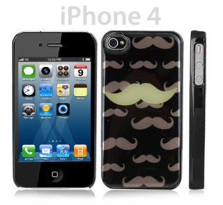 Black Snap on Cover Case for iPhone 4/4s GLOW IN THE DARK Mustache Design: Cell Phones & Accessories