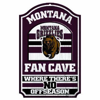 NCAA Montana Grizzlies 11 by 17 "Fan Cave" Wood Sign : Sports Fan Street Signs : Sports & Outdoors