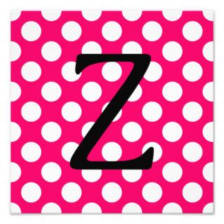 Letter Z Pink and White Polka Dot Photo Print