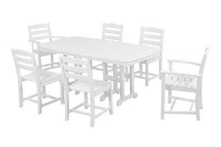 POLYWOOD PWS131 1 WH La Casa Caf 7 Piece Dining Set, White : Outdoor And Patio Furniture Sets : Patio, Lawn & Garden
