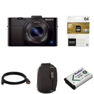 Sony RX100M II digital camera, Sony 64GB memory card, battery, Basics camera case and mini HDMI cable bundle : Camera & Photo