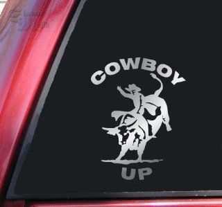 Cowboy Up Bull Rider Rodeo Vinyl Decal Sticker   Shiny Chrome: Automotive