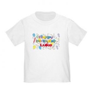 Personalized Happy Birthday Luke Infant Toddler Shirt: Clothing